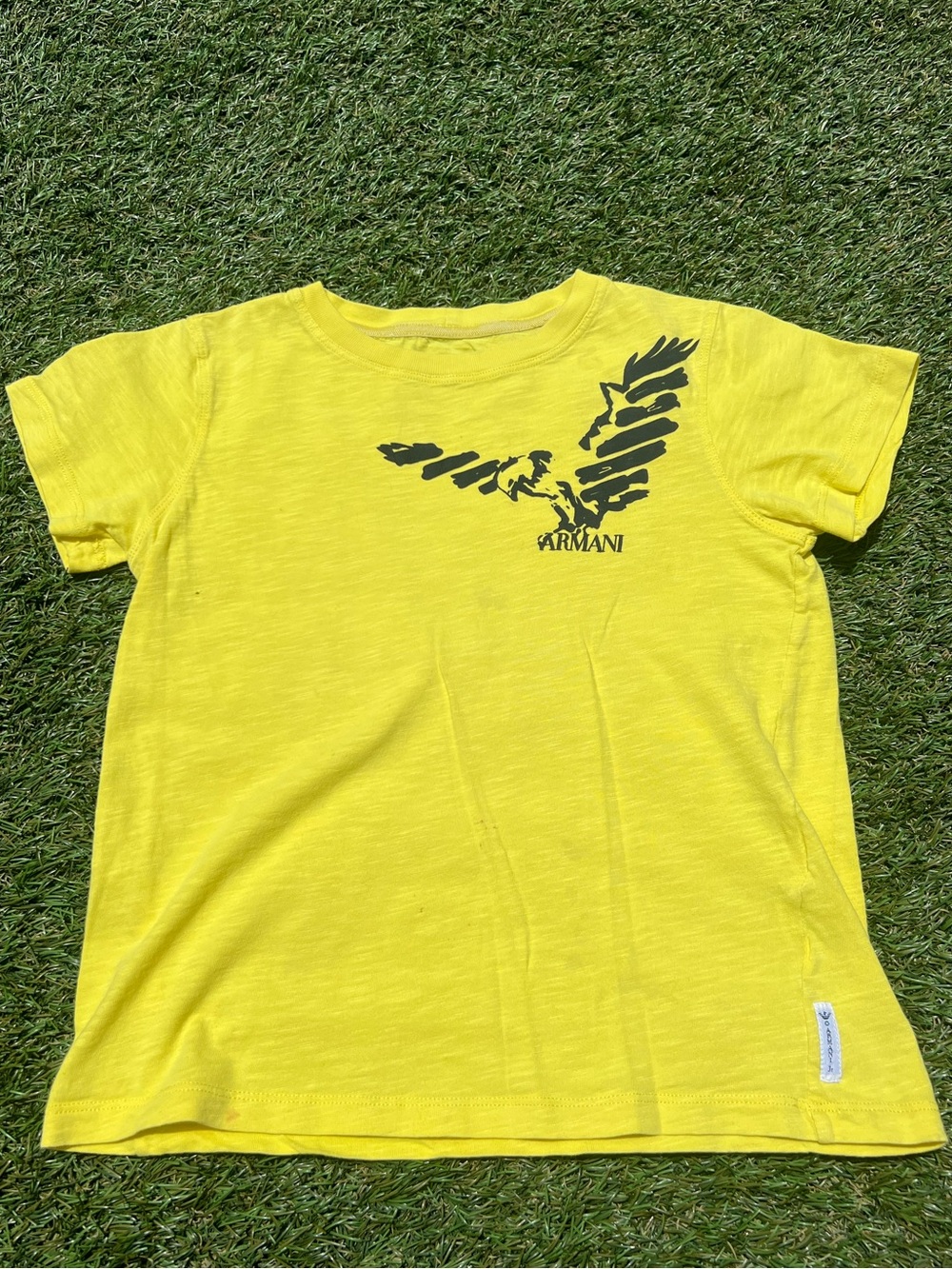 Armani Junior Yellow Eagle Graphic T-Shirt Kids